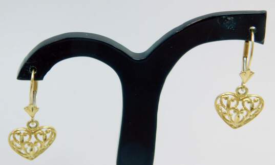 14K Gold Open Scrolled Heart Drop Earrings 1.7g image number 1