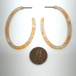 Designer J. Crew Orange Tortoise Acrylic Resin Large Oval Hoop Earrings