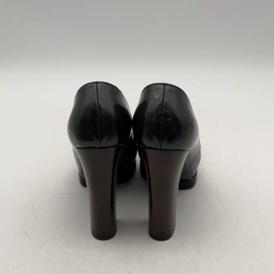 Gucci Womens Dark Gray Brown Leather Slip On Block Pump Heels Size 7.5 w/ COA image number 4