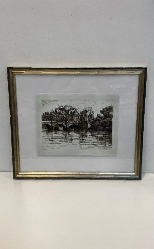 Ile De La Cite, Paris Bridges of the Seine Print by C.H.A. c1913 Matted & Framed image number 1