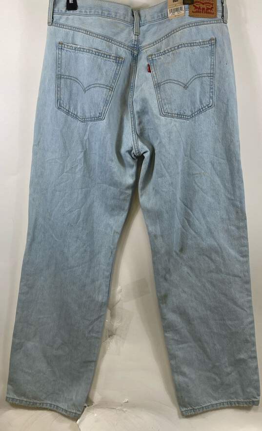 NWT Levi's Low Pro Womens Blue Cotton Distressed Denim Straight Leg Jeans Sz 32 image number 2