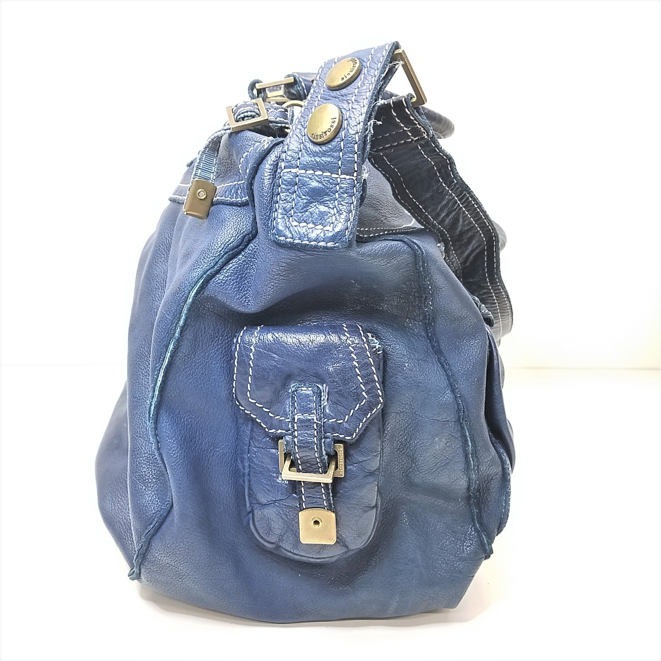 Sissi Rossi Blue Leather Crossbody Bag