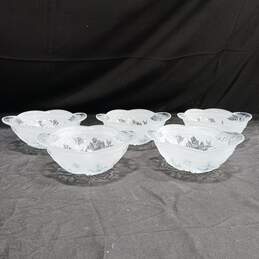 Vintage Frosted Glass Rose Bowls Set of 5