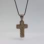 Sterling Silver Crystal Gold Tone Cross 15 3/4 Inch Pendant Necklace 12.2g image number 1