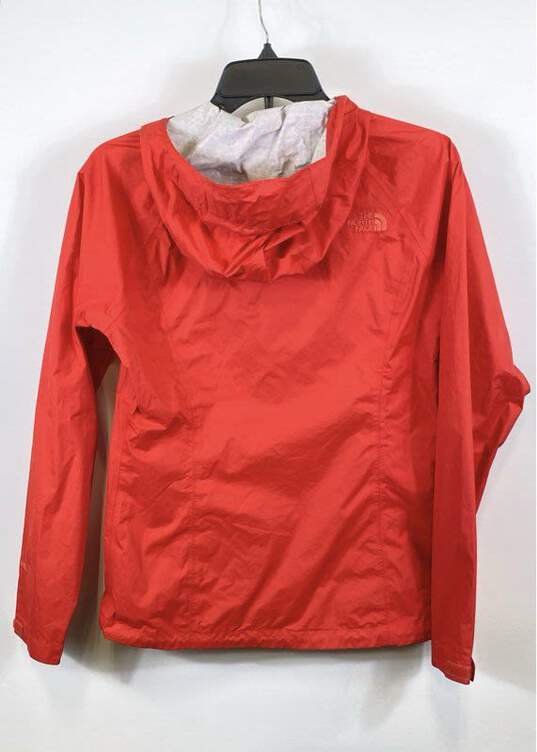 The North Face Womens Red Long Sleeve Full Zip Hooded Windbreaker Jacket Size XS image number 2