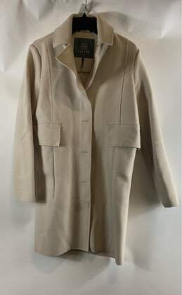 AETHER Womens Beige Collared Long Sleeve Button Front Trench Coat Size Small