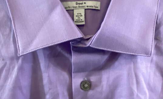 NWT Calvin Klein Mens Orchid Mist Long Sleeve Collared Button-Up Shirt Size XL image number 6