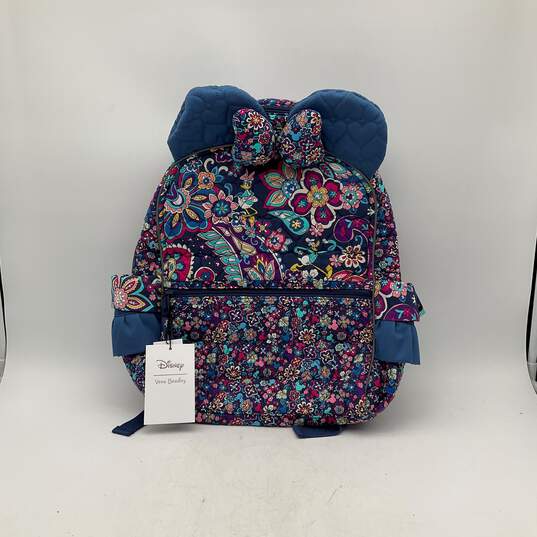 NWT Vera Bradley Disney Womens Multicolor Floral Outer Pocket Zipper Backpack image number 1
