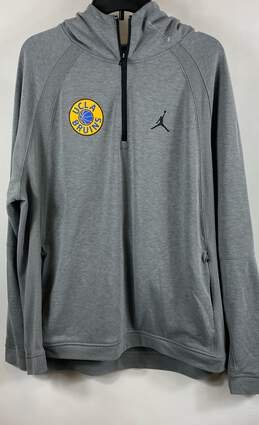 Jordan Unisex Adults Gray UCLA Bruins Quarter Zip Basketball NCAA Hoodie Sz 2XL