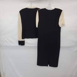 Renee Bassetti Vintage Black & Ivory Wool Dress & Jacket Set WM Size 42 alternative image