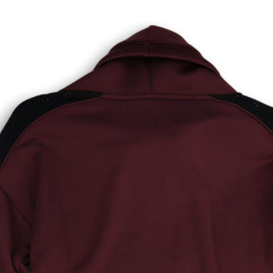 Womens Burgundy Long Sleeve Slash Pocket Pullover Sweatshirt Size XS image number 4