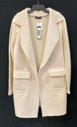 NWT Love Token Womens Beige Long Sleeve Open Front Coatigan Jacket Size Large