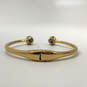 Designer Kate Spade Gold-Tone Crystal Stone Hinged Open Cuff Bracelet image number 2