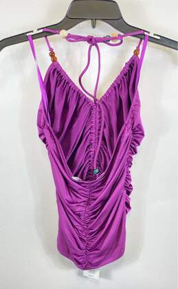 NWT Veronica Beard Womens Dark Violet Halter Neck Ruched Crop Top Size 4 alternative image