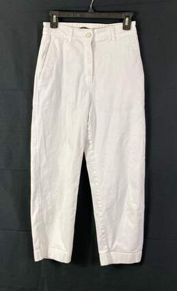 NWT Massimo Dutti Womens White Pockets Flat Front Straight Leg Chino Pants Sz 4