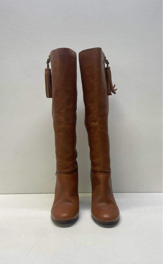 Coach Leather Therese Riding Boots Tan 8 image number 3