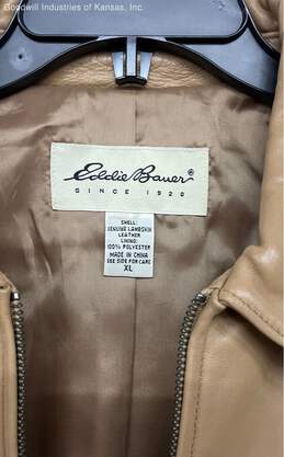 Eddie Bauer Khaki Leather Jacket - Size XL alternative image