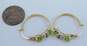 14K Gold Peridot Faceted Hearts & Sapphire Accented Hoop Earrings 3.8g image number 6