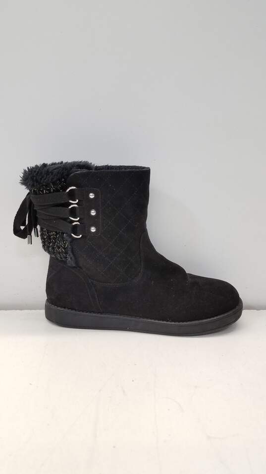 GUESS Black Faux Shearling Back Lace Ankle Boots Women's Size 8 M image number 1