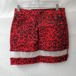 American Bazi Color Twill Red Leopard Print Skirt Size L