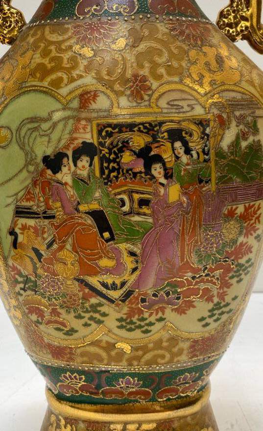 Satsuma Vase Large Oriental Geisha Motif Royal Gold Floor Vase image number 5