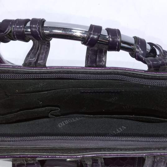 Vittorio Purple Patent Leather Animal Print Satchel Bag image number 8