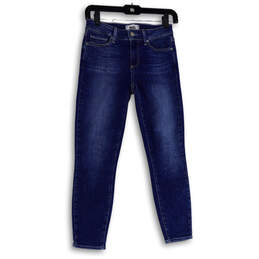 Womens Blue Denim Strech Medium Wash Pockets Skinny Leg Jeans Size 24