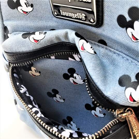 Disney Parks Loungefly Mickey Mouse Light Denim Mini Backpack & Cardholder  - NWT