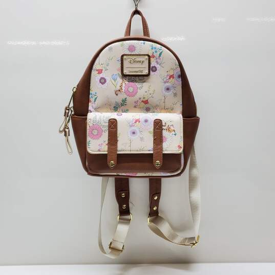 Loungefly Disney Winnie the Pooh Floral Allover Print Mini Backpack image number 1