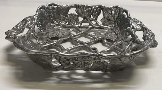 Arthur Court Serve Ware Aluminum Tray Grapevine Motif Glass Casserole Holder image number 3