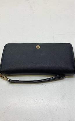 Tory Burch Saffiano Leather Zip Continental Wallet Wristlet Black