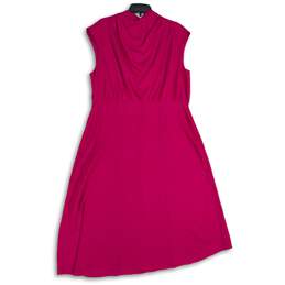 Ann Taylor Womens Pink Polka Dot Mock Neck Sleeveless A-Line Dress Size 16
