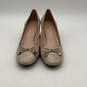 Womens Bev Tan Detail Bow Leather Almond Toe Block Pump Heels Size 8.5 image number 1