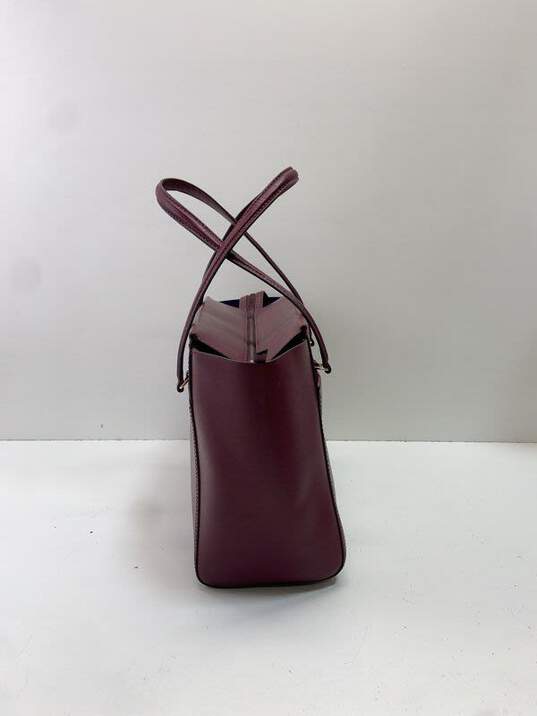 Tory Burch Burgundy Leather Tote Bag image number 3