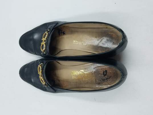 Salvatore Ferragamo Black Gancini Loafers Women's Sz 9B image number 6