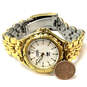 Designer Fossil AM-3117 Gold-Tone Chain Strap Round Dial Analog Wristwatch image number 2