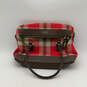 Womens Red Brown Plaid Inner Pockets Bottom Studs Double Handles Tote Bag image number 1
