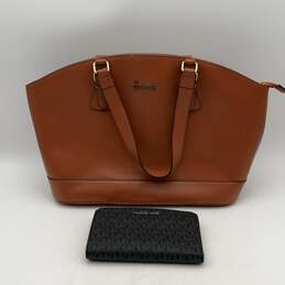 Harrods And Michael Kors Womens Brown Shoulder Handbag With Black Silver Wallet