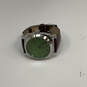 Designer Joan Rivers Silver-Tone Leather Strap Green Dial Analog Wristwatch image number 1