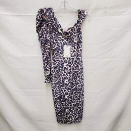 NWT Lavish Alice WM's Velvet Blue & White Animal Print Midi Dress Size 2 U.S.