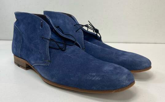 Heschung Blue Suede Lace Up Chelsea Ankle Boots Men's Size 7 M image number 4