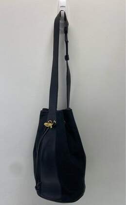 Mark Cross Black Leather Drawstring Sling Backpack Bag