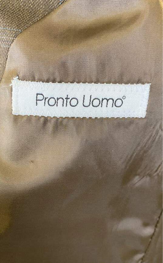 Pronto Uomo Mens Brown Plaid Single Breasted Notch Lapel Blazer Jacket Size 38R image number 4