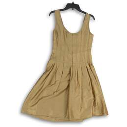 NWT Kay Unger Womens Mini Dress Back Zip Scoop Neck Pleated Champagne Size 8 alternative image