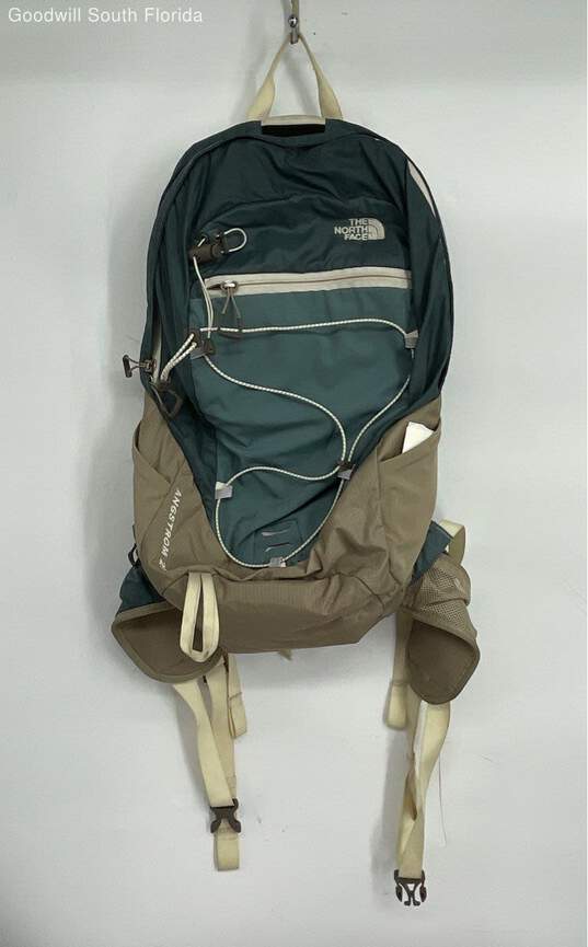 The North Face Womens Blue Khaki Outer Zip Pocket Sports Backpack image number 1