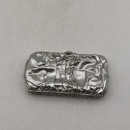 Clara Kasavina Womens Pouch Clutch Wallet Embellished Silver