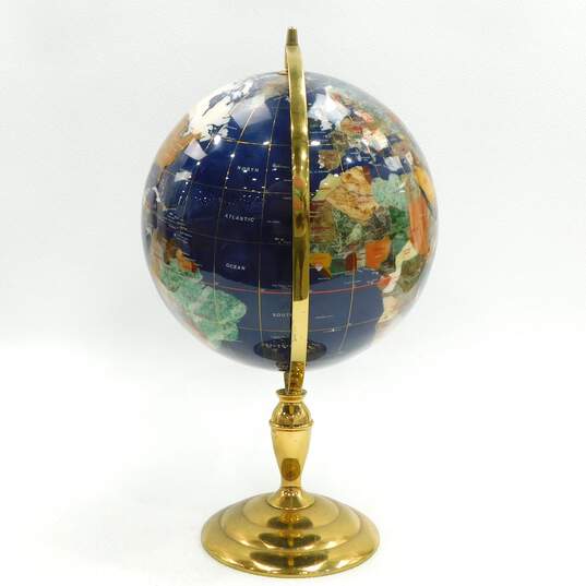 Tabletop Lapis Lazuli Semi Precious Gem Stone World Globe image number 2