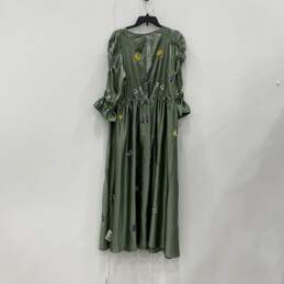 Asos Design Womens Green Floral Embroidered Satin V-Neck Maxi Dress Size 14 alternative image