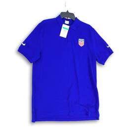 NWT Nike Mens Blue Spread Collar Short Sleeve Golf Polo Shirt Size X-Large