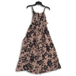 NWT Free People Womens Pink Black Floral Sleeveless Button Front Sundress Size S